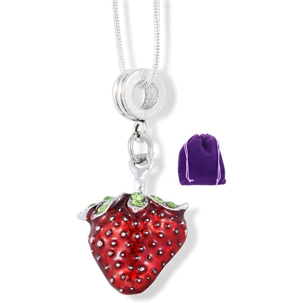 Red Strawberry Charm Snake Chain Necklace 25$